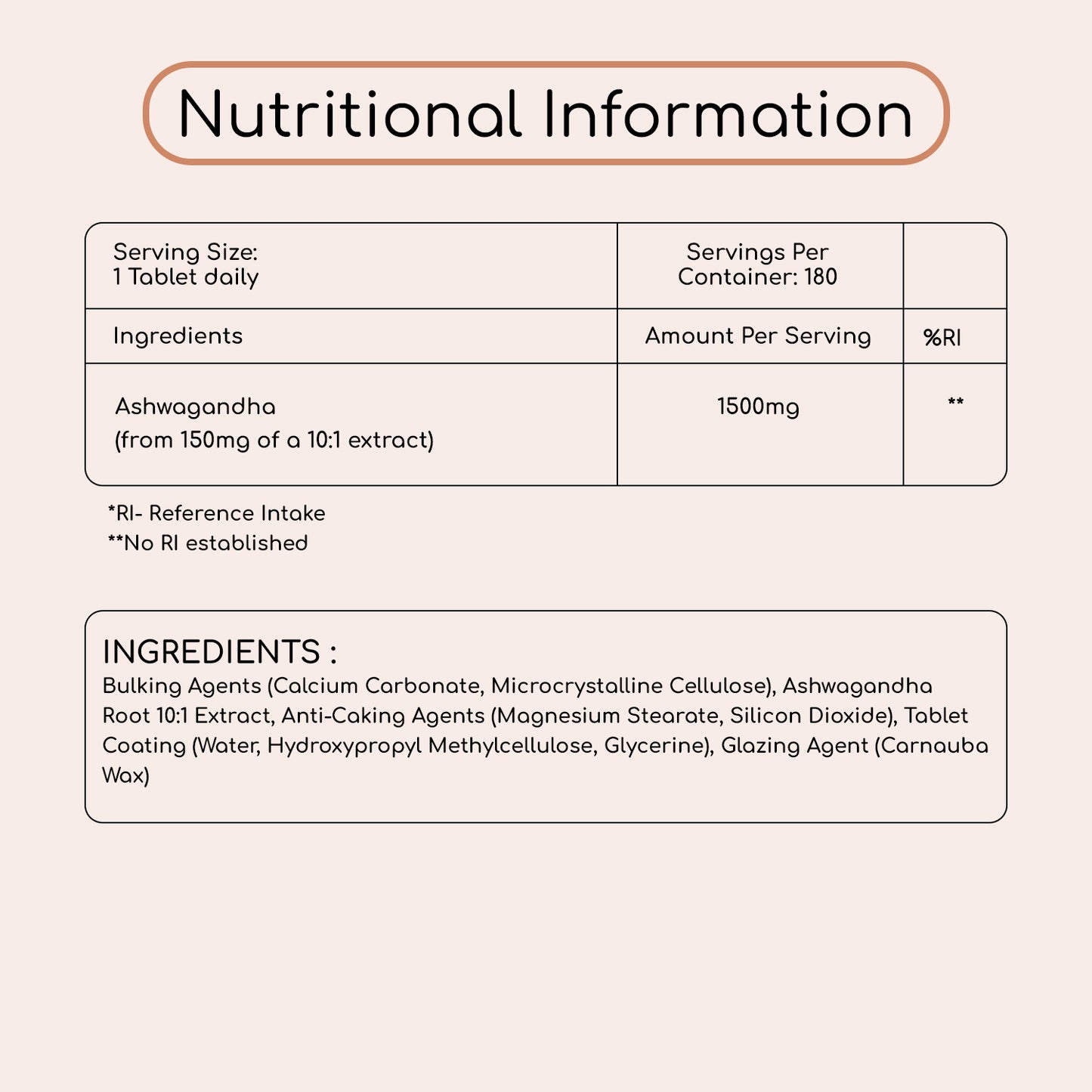 Comprimidos de ashwagandha de 1500 mg 