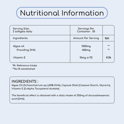 Vegan Omega 3 Supplement With Algae Oil